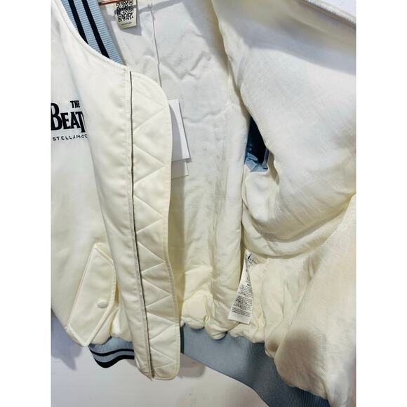 STELLA MCCARTNEY White The Beatles Get Back Embroidered Satin Bomber Jacket XS - Picture 12 of 16